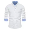 Spring Wysokiej jakości marka Oxford Mens Długie rękawy Slim Fit Białe bluzki Designer Ubrania Social for Men 240307