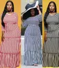 Casual Dresses Plus Size 4XL White Black Striped Dress Women Summer Long Maxi Boho Ruffles Sleeve Vintage Vestidos Autumn5729006
