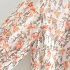 Robes décontractées Femmes Cottagecore Robe Femme Été Slim Body Vêtements Floral Print Pastoral Français Puff Manches Longues Stretch Femme