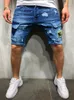 Verano para hombre estiramiento rasgado pantalones vaqueros cortos streetwear bolsillo moda hip-hop azul delgado pantalones cortos de mezclilla ropa de marca masculina 240227