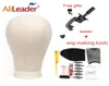 AliLeader 11 PCS Wig Making Kit Canvas Block Head With Stand Mannequin Head Diy Dome Cap Combs Needles T pins Thread Clamp8956613
