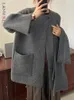 レディースニットランレム冬のセーターコートスカーフポケット付きの丸い首の丸い首シングルボタンソリッドカラー衣類2024 2AA3835