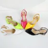 Scarpe eleganti Sianie Tianie 2024 Brevetto estivo PU Pelle da donna Giallo Cinturino incrociato Gladiatori Donna Sandali con tacco grosso Taglia grande 50