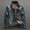 Spring and Autumn Classic Fashion Trend Vintage Printed Denim Jacket Mens Casual Loose Lose Large Size Coat 240304