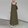 女性のスパゲッティストラップオーバーオールドレスファッションスクエアカラーソリッドカラーイスラム教徒スリップドレスビンテージドバイ