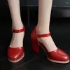 Zapatos de vestir Moda Tacones altos Mujer Elegante D'Orsay Bombas Tobillo Correas Blanco Rojo Negro Oficina Boda Chicas Tamaño grande 45