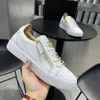 Elegant merk Wit Zwart lederen heren casual schoenen Portofino zipp veterschoenen Skateboard Lage trainers Runner Trainers Technische maat 38-46BOX