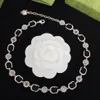 Classic Silver Flower Chain Chokers Necklace Luxury Designer Double Letter Bracelet Have Stamp Brass Material For Women Wedding Pa179k