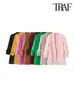 Traf Women Fashion Office Wear Open Blazer Coat Vintage Lange plissierte Ärmeln Klappen Taschen Weibliche äußere Wear -Chic Tops 240305