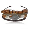 Charm Armband Vintage Retro Leaf Armband Justerbart flerskikt Weave Leather Wood Pärlor Wrap Bangle Wristband Fashion Women