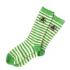 Women Socks Girls Fashion Irish St. Patrick Festive Stripe Middle Tube Stockings Healthy For Toes Winter