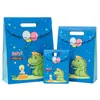 Feest Foor Bag Matching Stickers Leuk Dino Paper cadeauzakken Candy Cookie Treat Tassen Verjaardag Thema Decoratie Supplies Small Business Shopping Cadeau Craft Z133