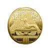 Forntida Egypten Anubis The God of Death Gold/Silver Plated Coin Pyramid Dieb Pattern Commemorative Value Token Coin