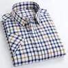 MACROSEA Summer Short Sleeve Plaid Shirts Fashion Men Business Formal Casual Shirts 100% Cotton Slim Fit Shirts Plus Size S-8XL 240306