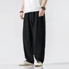 Männer Hosen Männer Kleidung Sommer Japanische Lässige Streetwear Harajuku Baumwolle Leinen Baggy Männliche Feste Übergroße Pumphose Hosen M-5XL