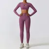 Sportkleding Yogaset Trainingskleding voor dames Sportkleding Sport Gym Legging Naadloze Fitness BH Crop Top Pak met lange mouwen 240304