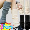 Kadın Çoraplar 2 Çeşitler Lolita Bacak Isıtıcıları Kadınlar Uzun Yün Örtü Ayak Örtüsü Arm Isıtıcı Y2K Sonbahar Kış Tığ işi Yığın Önyükleme Kelepçeleri