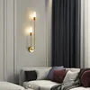 Vägglampa modern gyllene minimalistiska vardagsrum mässing bakgrund led ljus lyx kreativt sovrum el sängbelysning