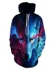 Neues Design Galaxy Space Wolf 3D-Druck Hoodies Sweatshirt Männer Frauen Kapuzenpullover Tops Hip Hop Unisex Grafik Pullover7830000