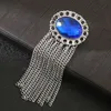 Broche para traje de hombre con espejo y borlas de temperamento europeo y americano, accesorios de Pin para traje con cadena, borla para ropa, nuevo