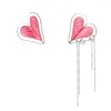 Stud Earrings Asymmetric Pink Love Tassel Female Niche Design Sweet And Cool Drop Nectarine Heart