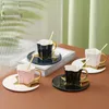 Creative Ceramic Star Moon Coffee Cup and Saucer med sked Gyllene handtag mugg eftermiddag te mjölksaft vatten dryck kopp porslin 240307