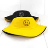 Korean Version of The Double-sided Wear Embroidery Smiley Fisherman Hat Couple Quirky Text Outdoor Leisure Basin Cap Tide Hat