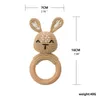 Baby Rattle Crochet Animal Rabbite Teether Wooden Ring Handmade Toy A Free Wood Teething Bracelet Nurse Gift Product 240226