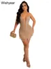 Casual Dresses Wishyear Luxus Perle Feder Sheer Mesh Trägerlos Kurzes, figurbetontes Geburtstagskleid Frauen Sexy Nachtclub Strass Party Mini