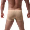 Boxer en soie glacée pour homme, sous-vêtement respirant, couleur unie, sous-vêtement confortable, culotte Sexy, vêtements Ropa intérieur Hombre