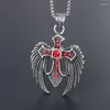 Pendant Necklaces MIQIAO Stainless Steel Titanium Red Zircon Gothic Eagle Vintage Collar Chains Necklace For Men Women Jewelry Gif208e