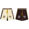 23 Summer Rhude High Street Palm Tree Embroidery Letter Contrast Sports Casual Pants Loose Mens Shorts