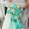 Fleurs de mariage Perfectlifeoh bleu Royal belles Roses en mousse fleur artificielle mariée Bouquet décor de fête pour décoration 226o