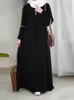 Modisches langärmeliges muslimisches Abaya-Kleid. Lässiges Sommerkleid mit Pailletten, feste Kleidung