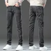 Jeans Mens 2024 Spring/Autumn Fashion Casiker Classic Smoke Grey Cotton Elastic Stor storlek Raka benkläder