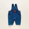 Kläderuppsättningar Visgogo Baby Spring Autumn Clothes Bear Brodery Denim Jumpsuit svart randig botten T -shirt pojkar flickor söta set