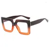 Sunglasses 2024 Trendy Square Sun Glasses Frame Oversized Simple Anti-Blue Light Ins Shape Gradient Female