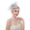 Headpieces 16 Color Women Large Ruffles Flower Fascinator Hat Vintage Solid Multi Feather Tea Party Duckbill Hair Clip307L