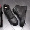 Chaussures décontractées tendance en cuir Punk pour hommes, hauts hauts de moto, bottines courtes, augmentant la hauteur, Zapatillas Hombre