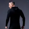 Мужские куртки Спортивная плотная быстросохнущая одежда для бега и тренировок с капюшоном на молнии Впитывающая пот куртка для фитнеса Кардиган