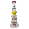 Fused Double Red Line Hookahs Glass Bong Recycler Smoking Water Pipe Dab Rig 21cm Height with 14mm Joint
