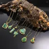 Naszyjniki wiszące Znakomity Buddha zielony kamień symulowany jadelet amulet maitreya naszyjnik biżuteria dla kobiet 20222819