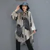 Женские блузки, модная асимметричная одежда с принтом в полоску и складками, осень-зима, свободные повседневные топы, рубашки с рукавами-фонариками N801