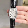 Reloj de cuarzo con forma de Tonneau de marca de lujo para mujer, relojes de diseñador de alta calidad, correa de cuero con bisel de diamante AAA 37mm