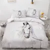 Conjunto de cama de cavalo 3D Design personalizado Animal Conjuntos de capa de edredão Branco Roupa de cama Fronhas Full King Queen Super King Twin Size 20112211s