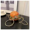 Girls hamburger design Acrylic handbags kids metals chain single shoulder bags personality children crossbody bag Z7083