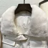 2023 Haining New Fur Collo di visone Seta Piumino d'oca bianco per donna 4723