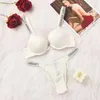 Bras define a roupa íntima renda feminino shinestone letra conforto push up sutiã calcinha de 2 peças breve tamanho rosa se sexy sem costura lingerie