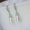 Delicate Teardrop Imitatie Parel Oorbellen Klassieke Mode Zilveren Metalen Zirkoon Ingelegde Kristallen Druppel voor Vrouwen 240305