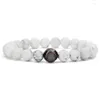 Strand 10sts Copper Baseball White Howlite Stone Beads Armband Buddha Sport Energy Reki Yoga Jewelry265p